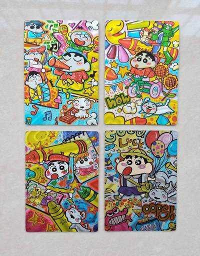 春节前倒数第三场！！龙虎卡牌-七三场（满200元包邮，无佣金，每周六结拍，欢迎送拍） - 粗闪4张 奇点 蜡笔小新第一弹 一套