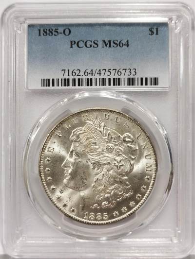 博洋堂世界钱币拍卖第158期（全场包邮） - PCGS MS64 美国1885年O版摩根银币 转光连续强烈