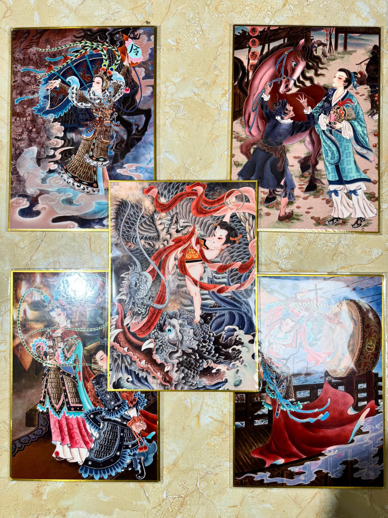 NO.22 好又多金牌大场，年前倒数第3期！每周一站式配齐，方便凑单！（周6晚9点截拍，卖家送拍0抽成！） 山河潮玩 心染 四大巾帼+哪吒 A4色纸5张一套