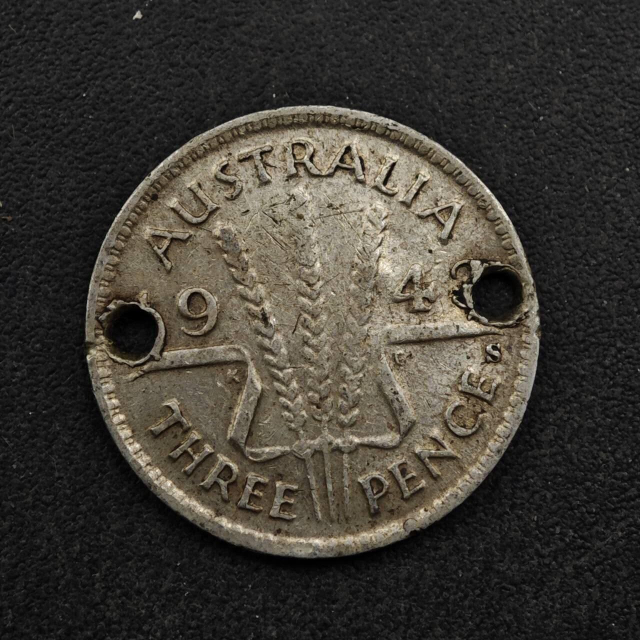 【淘币小摊】实时拍第八百五十三拍   散币银币场   满百包邮可预留二周 每周一统一发货   澳大利亚1943年乔治六世3便士银币