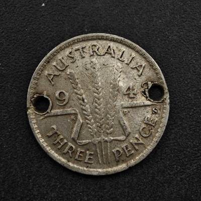 【淘币小摊】实时拍第八百五十三拍   散币银币场   满百包邮可预留二周 每周一统一发货   - 澳大利亚1943年乔治六世3便士银币