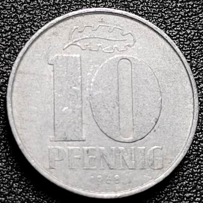 泉币菌-第173场- 精品福利场 - 21mm 民主德国 1968年 10芬尼 铝币 
