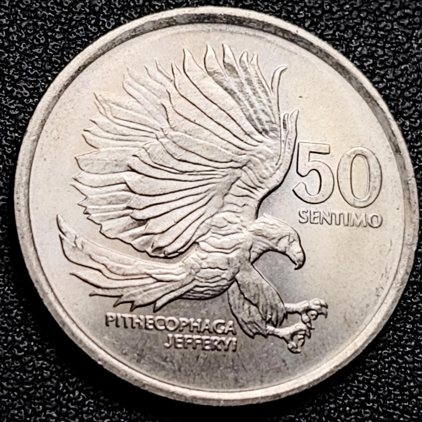 泉币菌-第173场- 精品福利场 原光极美 飞鹰 菲律宾1989年50分铜镍硬币 食猴鹰25毫米6.0克