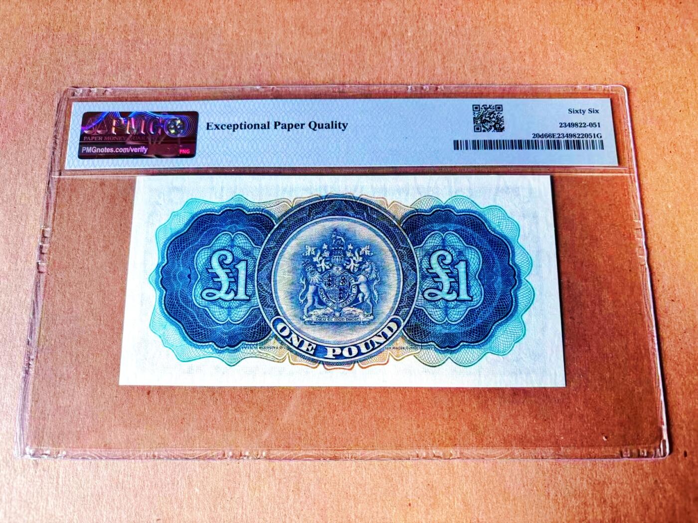 【Blue Auction】世界纸币精拍第778期——18级TOP拍卖/信誉/品质/专业/高效💫 百慕大 1966年1镑 BWC出品 大冠女王 满版水印 PMG66EPQ