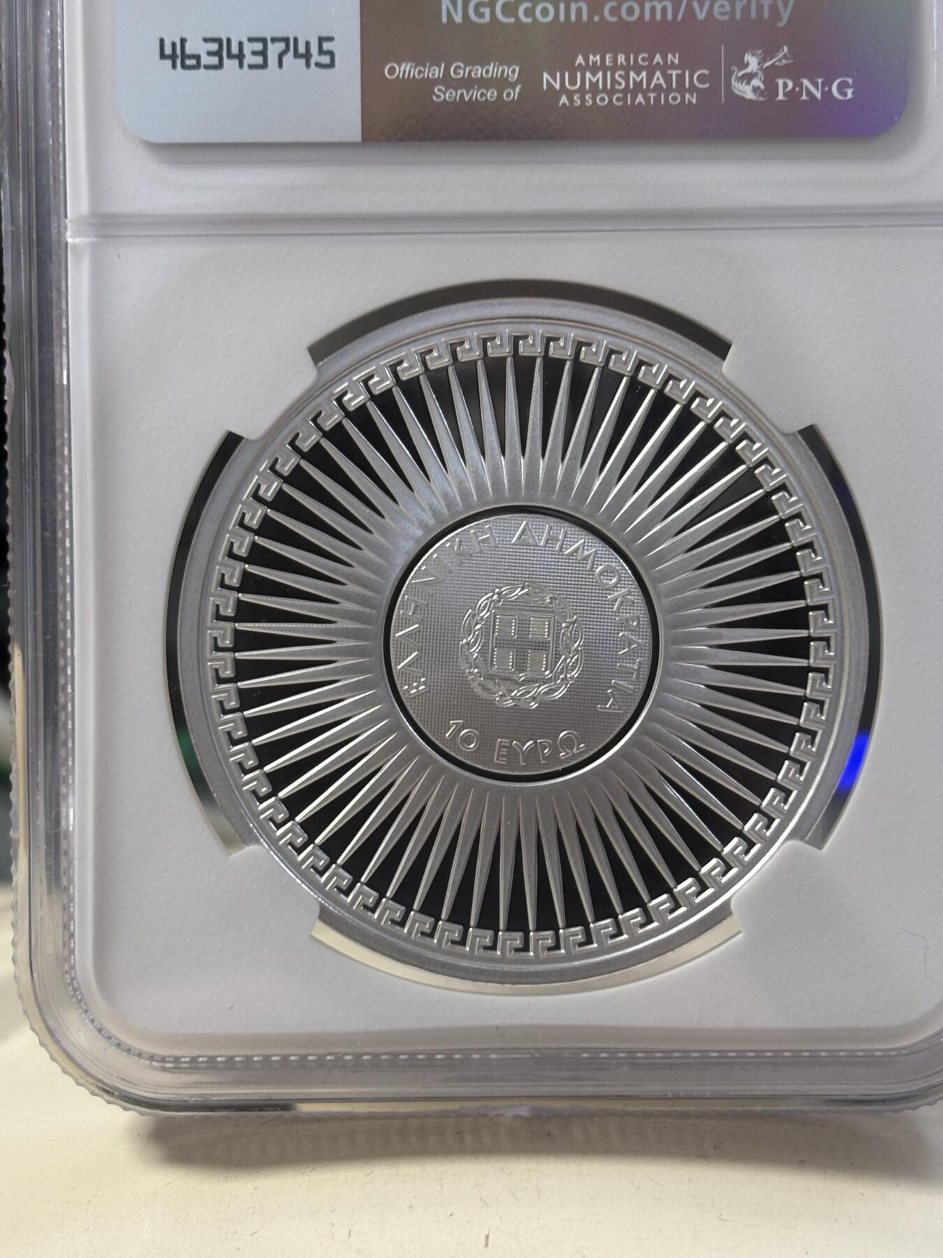 第189期拍卖 希腊2024年希腊文化系列数学家泰勒斯精制纪念银币NGC-PF70首原盒证书，925银，发行2000枚