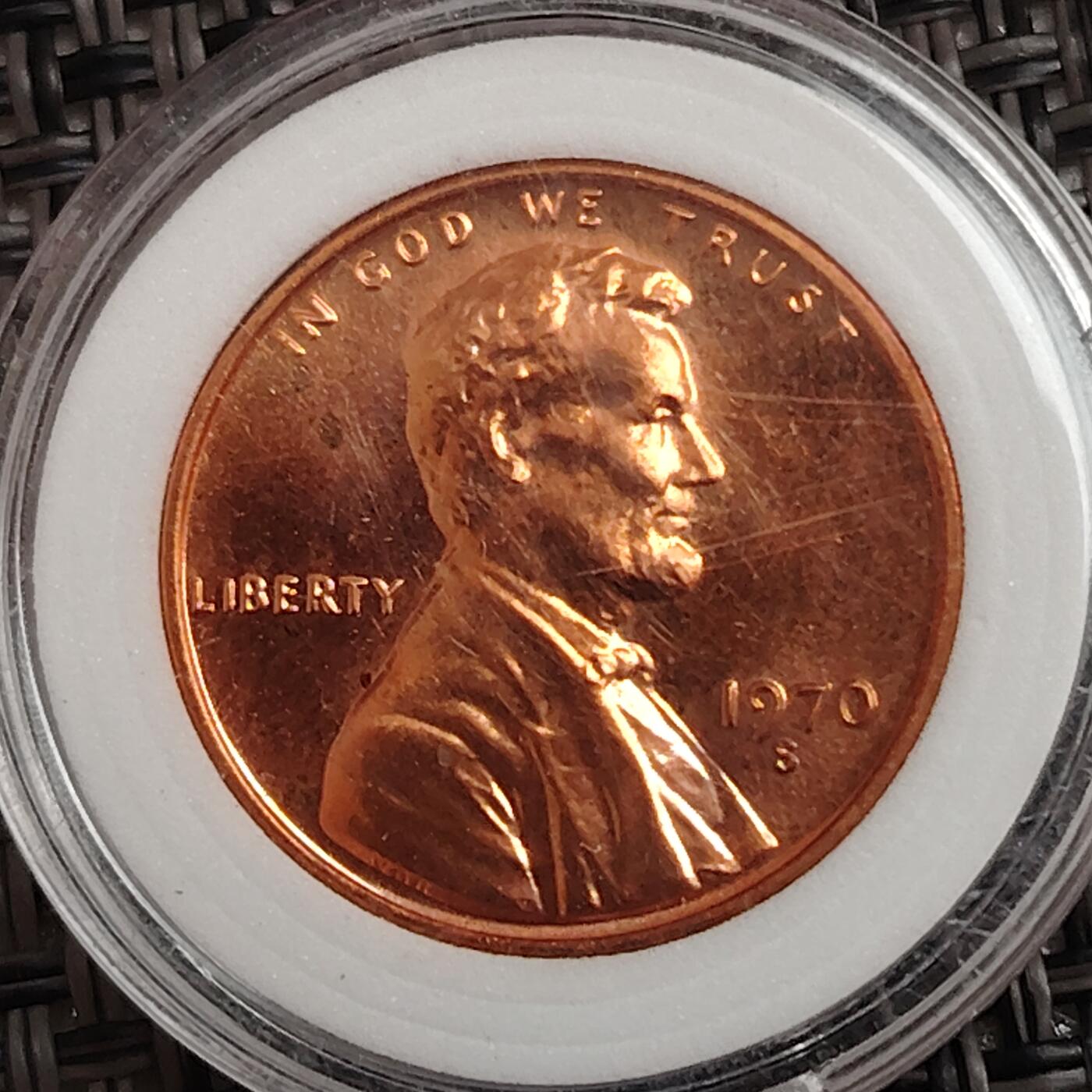 布加迪🐬～世界钱币(上海)🌾第 271 期 /  各国套币和散币 美国🇺🇸 1970年 1分 林肯头像精制币