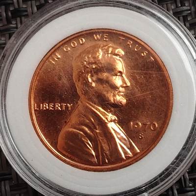 布加迪🐬～世界钱币(上海)🌾第 271 期 /  各国套币和散币 - 美国🇺🇸 1970年 1分 林肯头像精制币