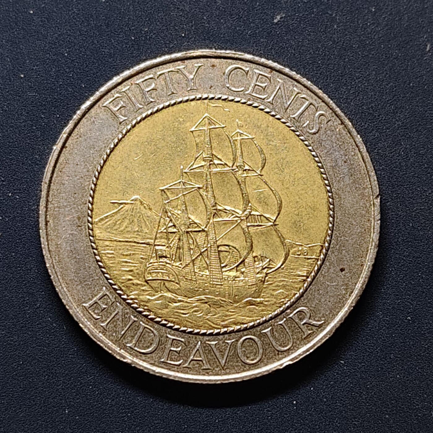 【全场包邮】纯粹捡漏拍496场-持续更新中 新西兰1994年奋进号50分双色纪念币