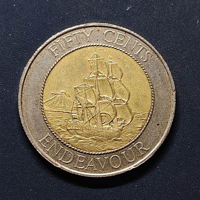 【全场包邮】纯粹捡漏拍496场 - 新西兰1994年奋进号50分双色纪念币