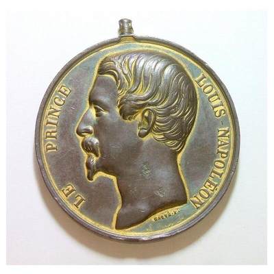 【旋风钱币】1月24日19:00准时开拍 精美欧洲币章、银币银章、第三帝国钱币等 全场包邮！ - 法国1850年前后 拿破仑三世高浮雕精制大镀金章 50MM