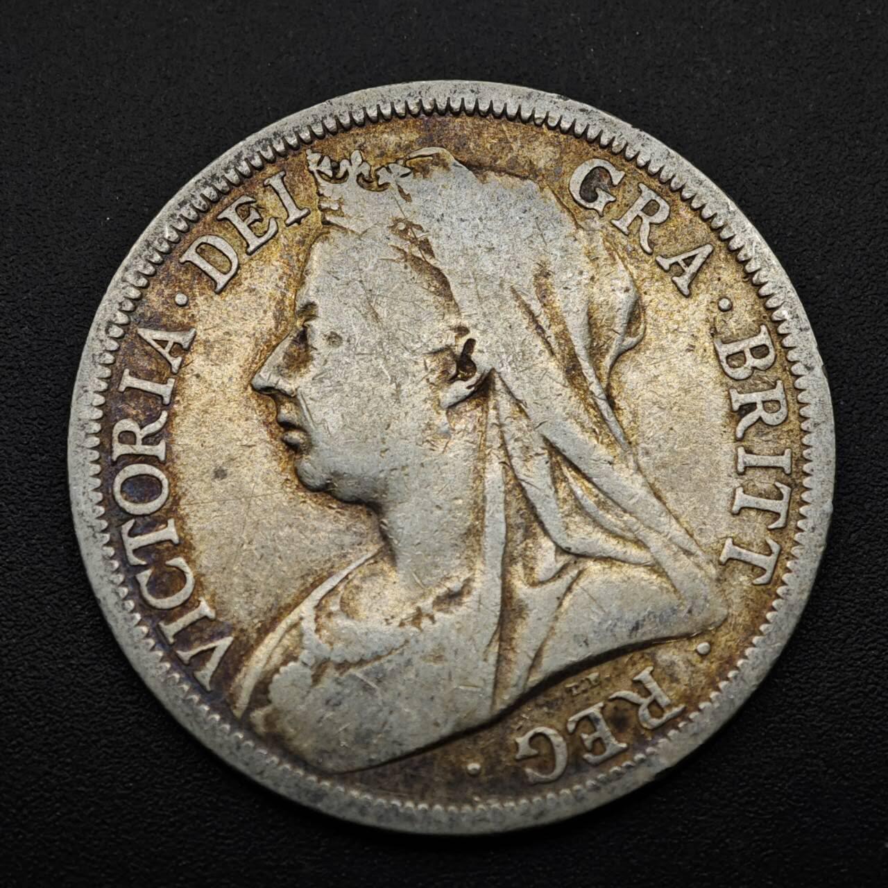 【淘币小摊】实时拍第八百五十三拍   散币银币场   满百包邮可预留二周 每周一统一发货   英国1900年维多利亚半克朗银币