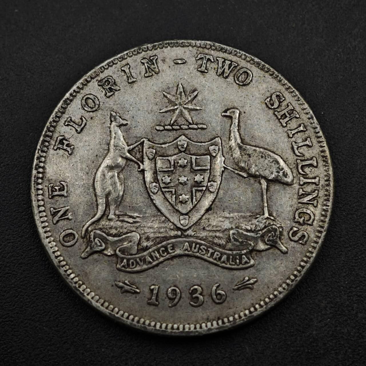 【淘币小摊】实时拍第八百五十三拍   散币银币场   满百包邮可预留二周 每周一统一发货   澳大利亚1936年乔治五世弗洛林银币