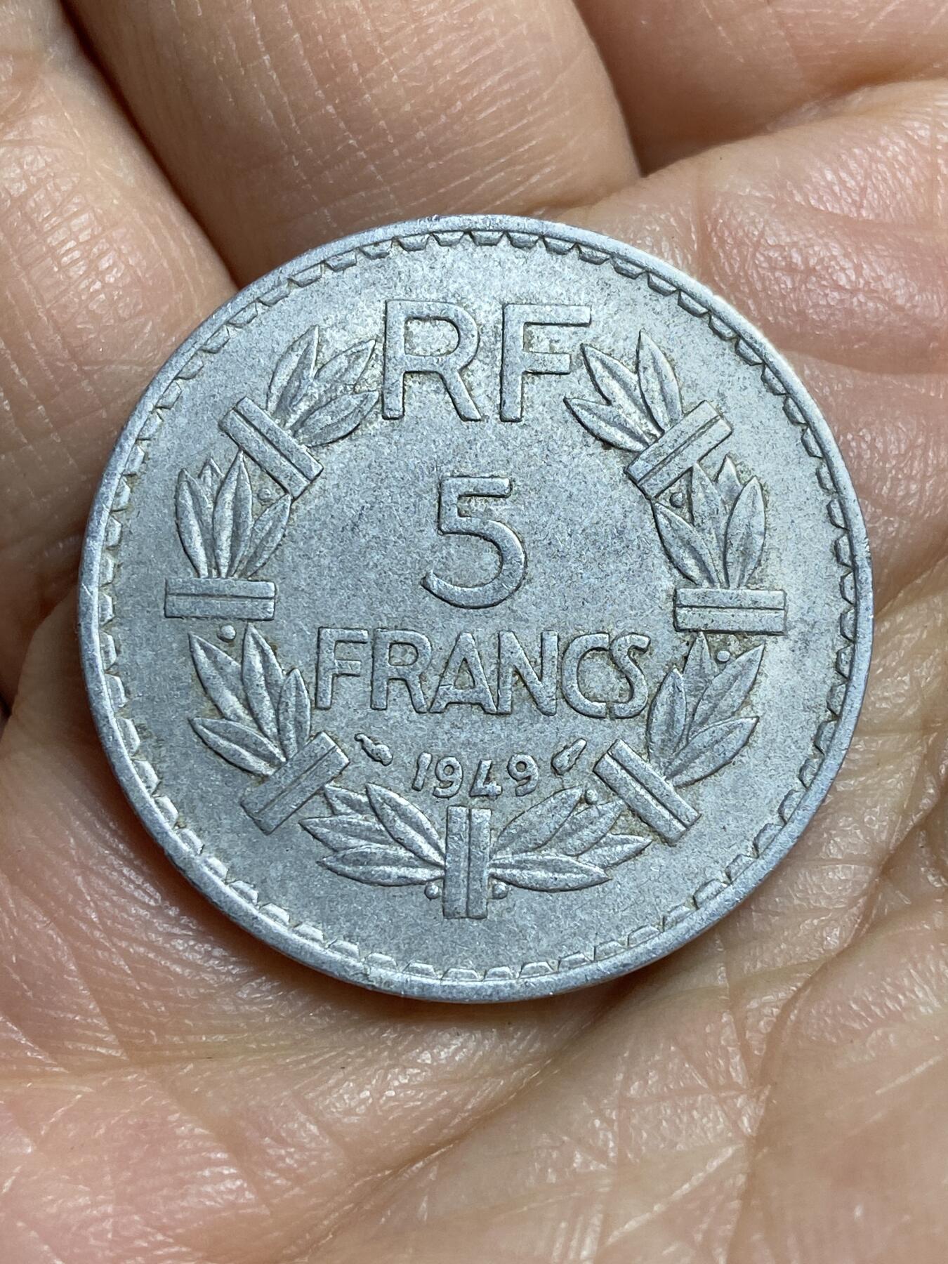 2026年第十四场(总第一百八十三场）外国好品散币场(免佣金) 法兰西第四共和国1949年5法郎