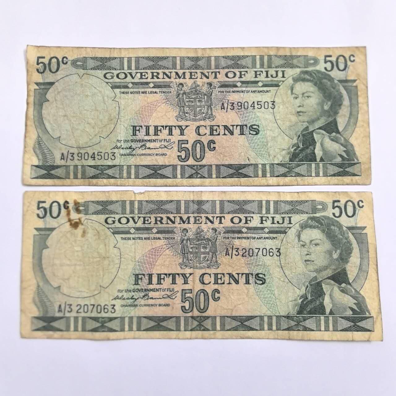 各国外币第109期 斐济50分 2张