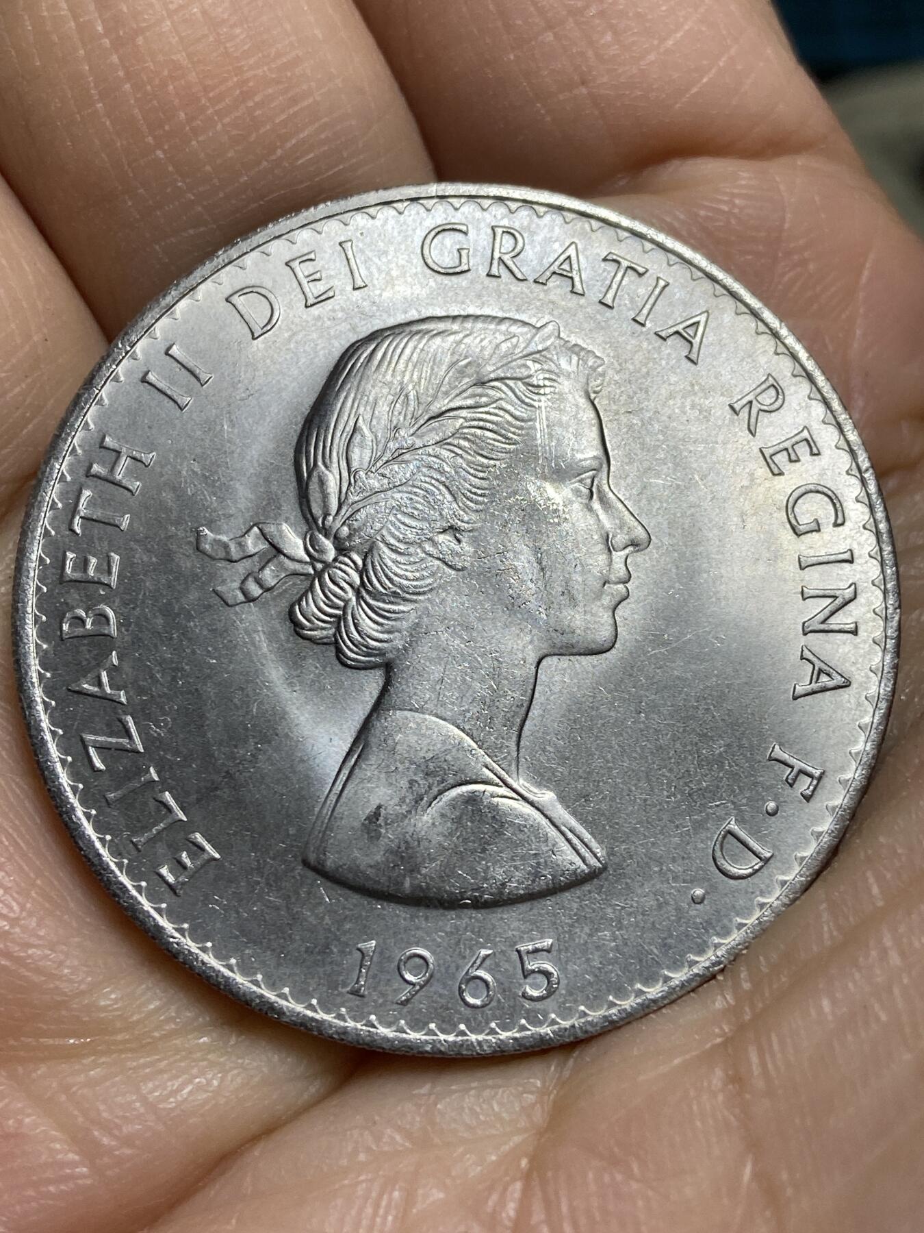 2026年第十四场(总第一百八十三场）外国好品散币场(免佣金) 威廉姆斯·迪肯银行原装全新–英国🇬🇧1965年1克朗(丘吉尔逝世纪念币)