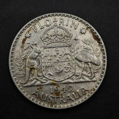 【淘币小摊】实时拍第八百五十三拍   散币银币场   满百包邮可预留二周 每周一统一发货   - 澳大利亚1942年乔治六世弗洛林银币