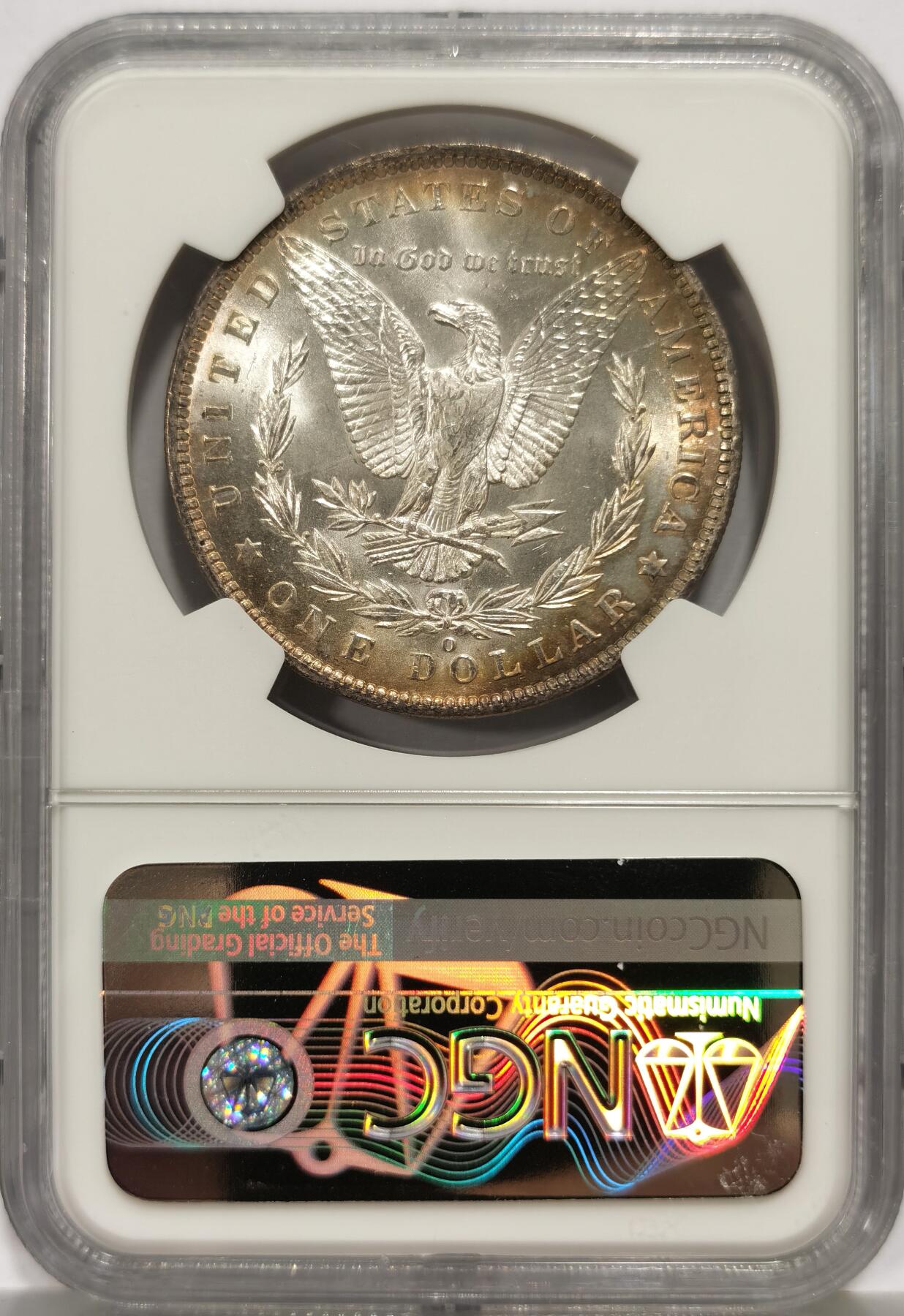 博洋堂世界钱币拍卖第158期（全场包邮） NGC MS65 美国1885 O 摩根 双面五彩包浆