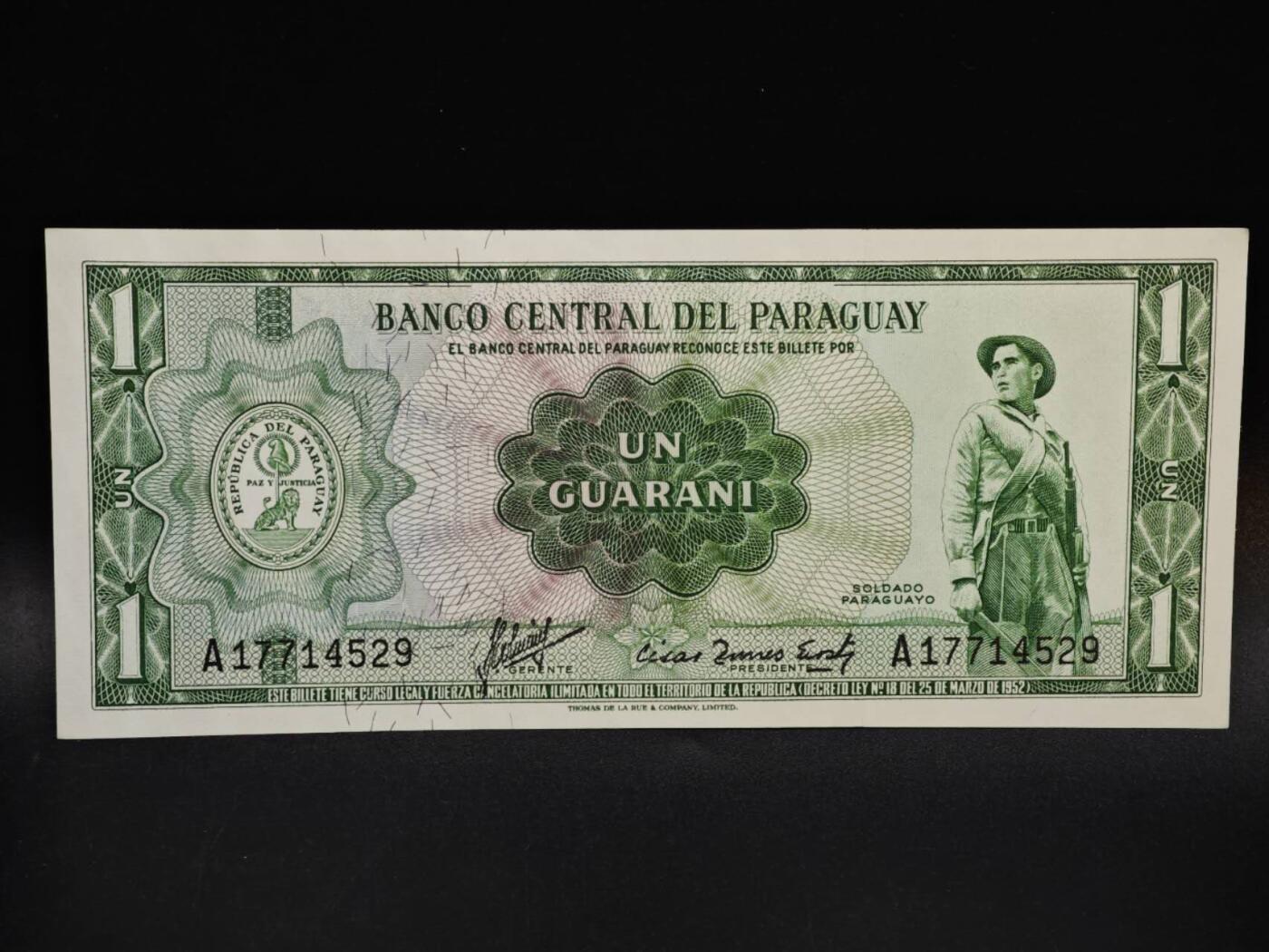 【淘币小摊】限时拍第八百五十二拍  无佣金福利纸币场  满百包邮可预留两周  周一统一发货  巴拉圭1瓜拉尼纸币