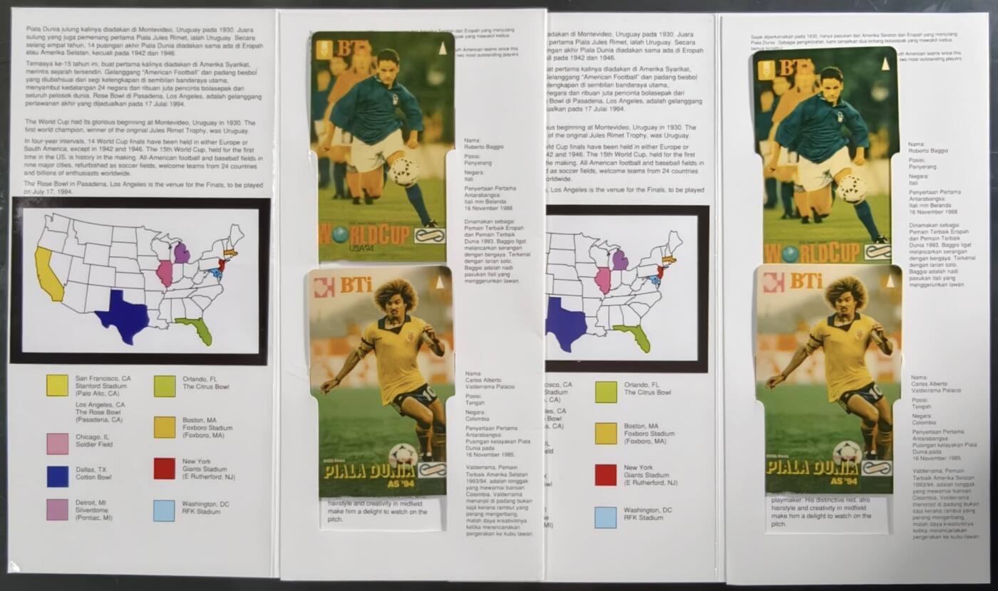 公藏第61期裸卡拍卖 马来西亚光学新卡（世界足球名星--罗伯特，卡罗斯）2枚带册好品。