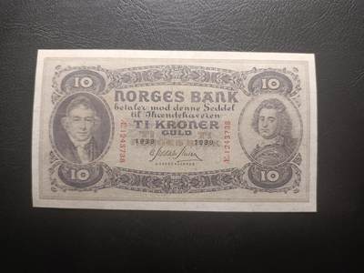 2026一月第四期，总214期 - 挪威1939年10克朗AUNC，二战期间发行序列