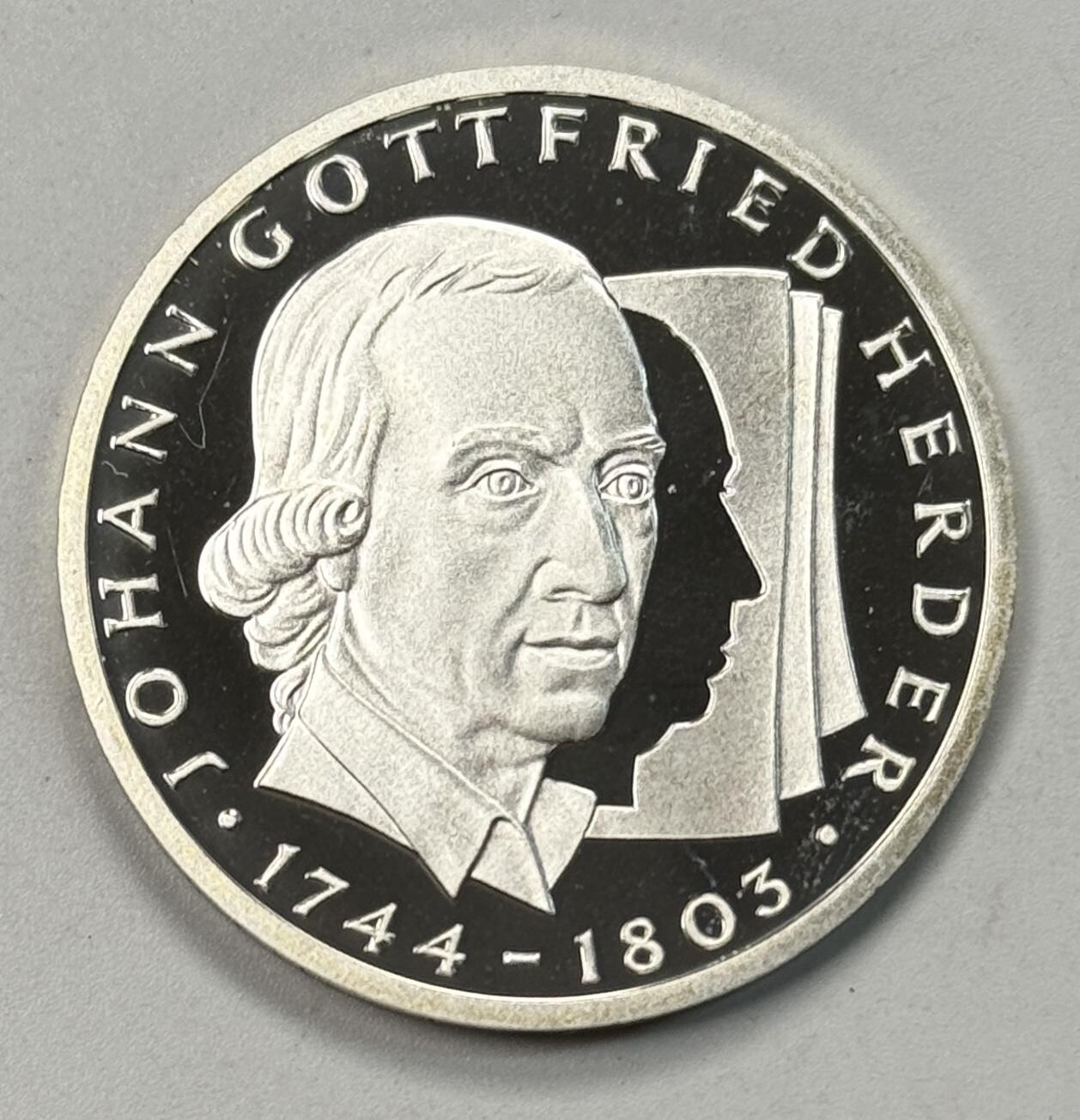 S&S Numismatic世界钱币-拍卖 第119期  德国1994年 约翰·戈特弗里德·赫尔德诞辰250周年 0马克精制纪念银币 15.5克625银