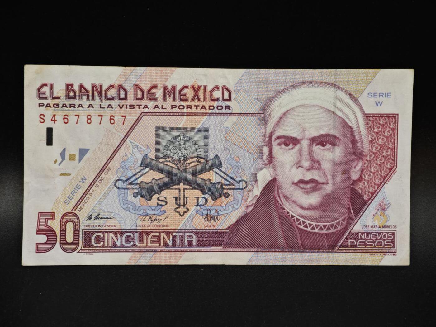 【淘币小摊】限时拍第八百五十二拍  无佣金福利纸币场  满百包邮可预留两周  周一统一发货  墨西哥50比索纸币【有折】