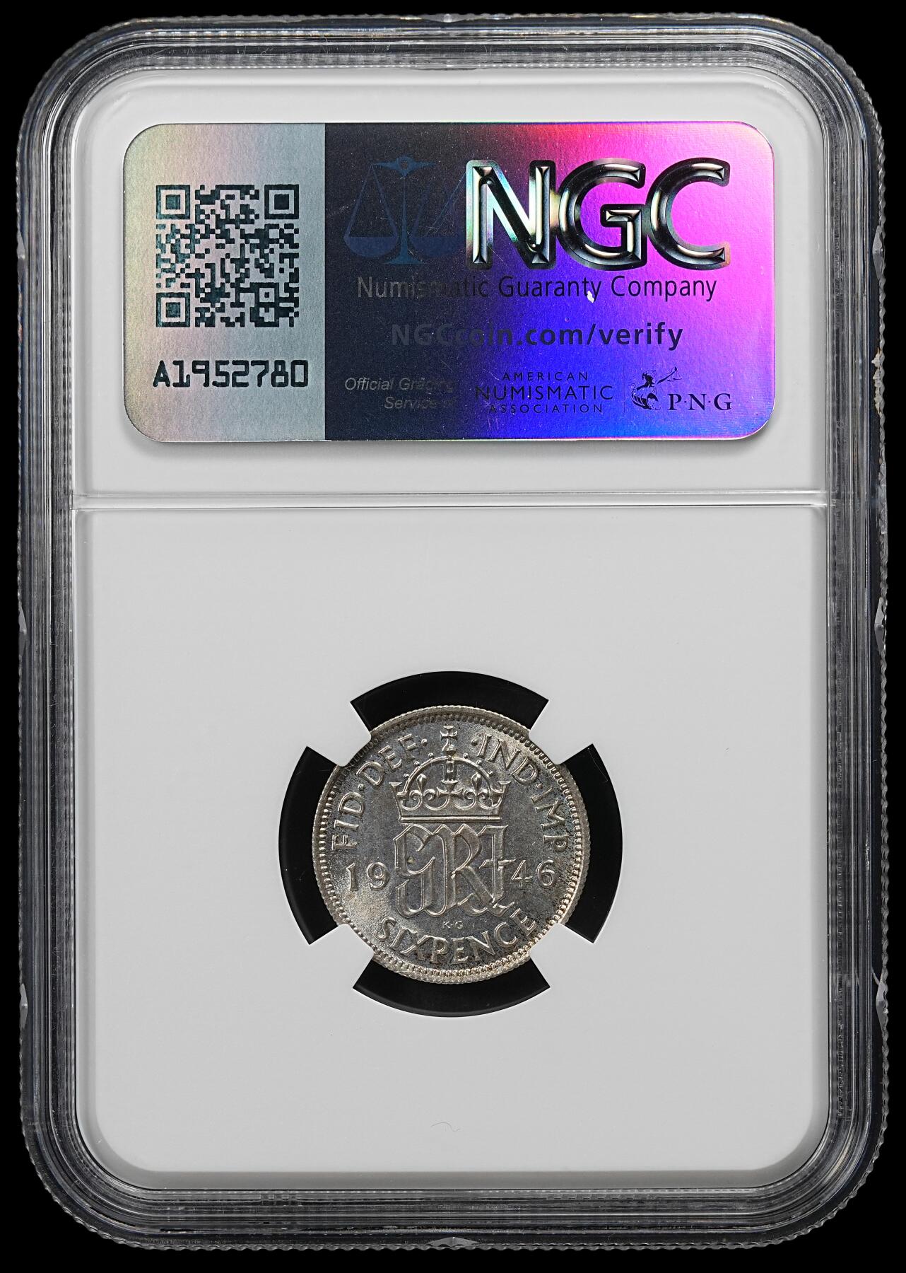 修遠堂世界钱币第102期 NGC MS66 1946年英国6便士银币，唯一冠军分