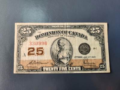 1月22号晚上8点 外国纸币自动截拍第11场 - 1923澳大利亚25原票旧品