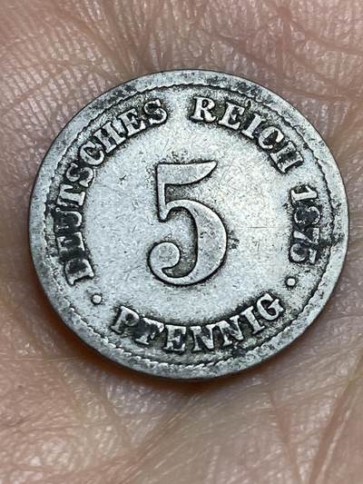 2026年第十三场(总第一百八十二场）外国好品散币场(免佣金) - 稀少早期年份–德意志帝国1875年5芬尼(威廉一世时期，B标汉诺威造)