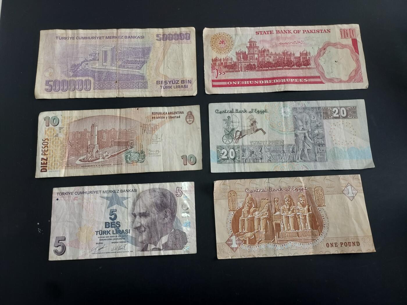 博彦收藏   1月28日 8点 钱币专场 全场包邮 土耳其等外国纸币6张 流通品