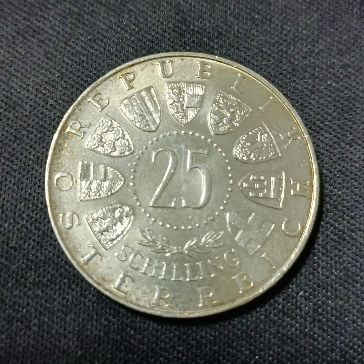 【游宝包邮场】乙巳蛇年第111期 周六集拍 奥地利-25先令银币【1956年莫扎特诞辰200周年纪念银币 800银 13.0克】