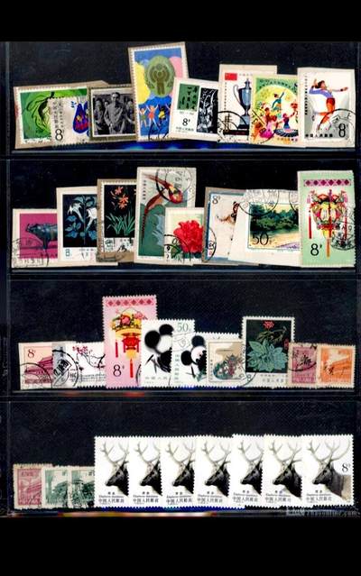 $宁静致远$ 2026年1月中国邮票拍卖 - J128和平年旧全、贴J91一套、T票、普票15枚剪片旧16件、T票、普票新旧混16枚