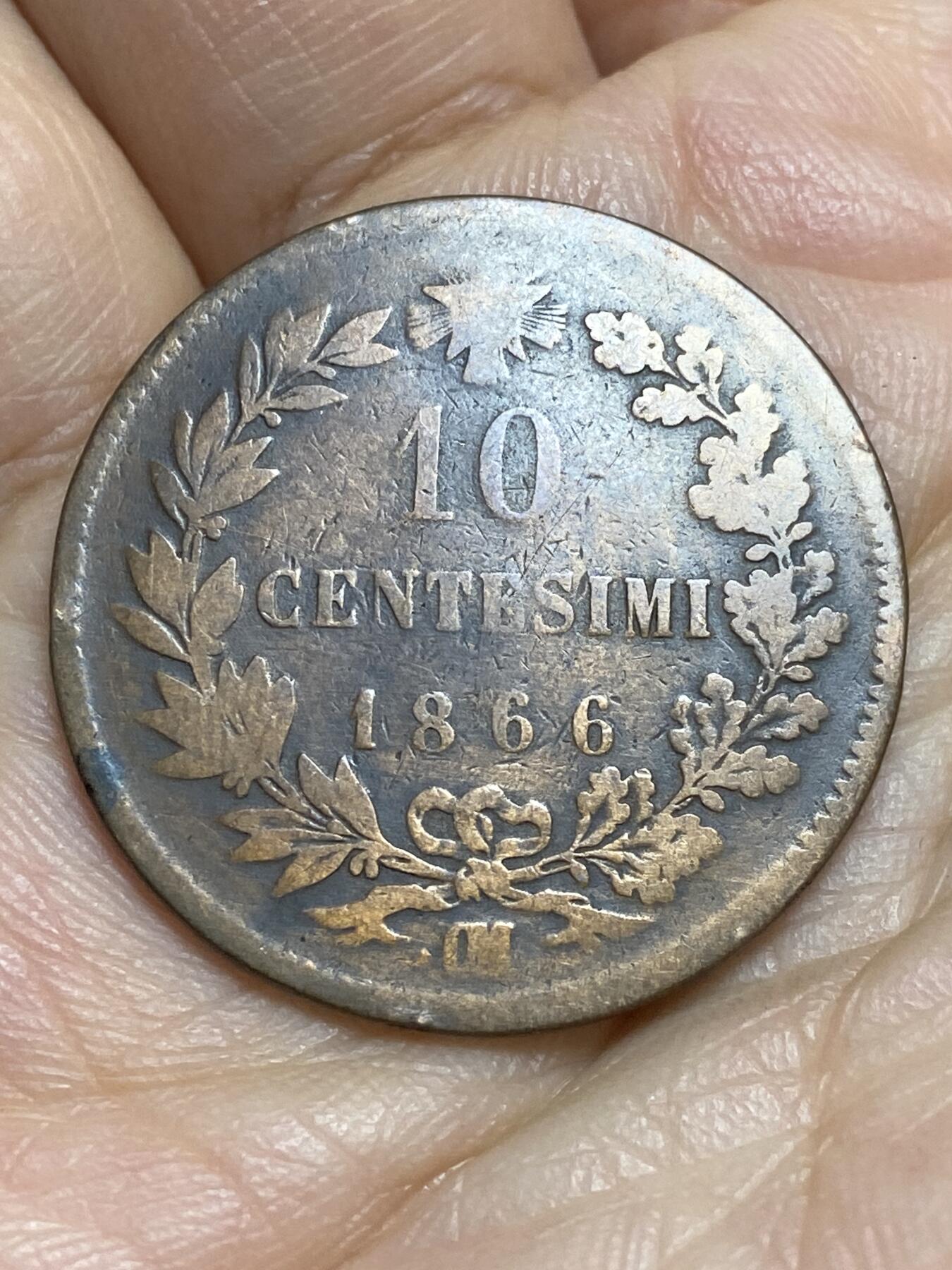 2026年第十四场(总第一百八十三场）外国好品散币场(免佣金) 意大利王国1866年10分(维托里奥·埃马努埃莱二世，OM标斯特拉斯堡造，首发年仅发行2年)