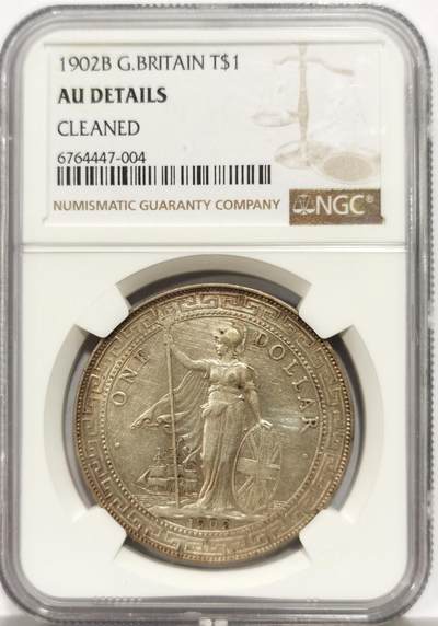 博洋堂世界钱币拍卖第158期（全场包邮） - NGC AU 英国贸易银1902年B版站洋银币