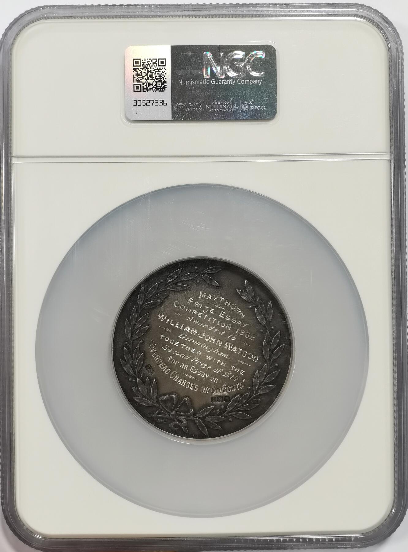 博洋堂世界钱币拍卖第158期（全场包邮） NGC MS63 英国工业博览会运输与车辆大会纪念巨大银章，加大加厚盒子，大银高分不易！净重＞100g，950高银，银价都2千2起！