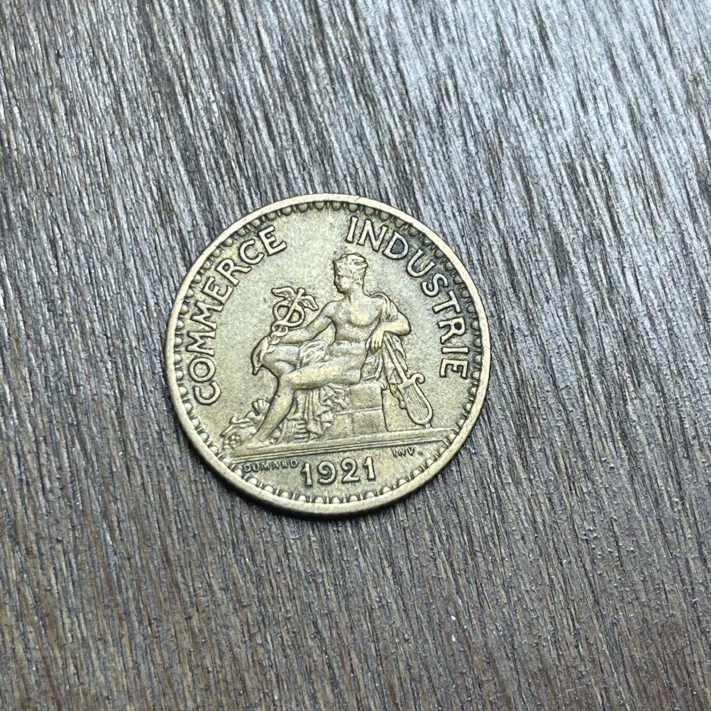 【春节前最后一拍，下一场3.3号】★第139场★散币场。不寄存，30包邮。不满30元，支付5元运费。《接受代拍 代送NGC评级》 96【无寄存】1921 法国 商业部 1法郎