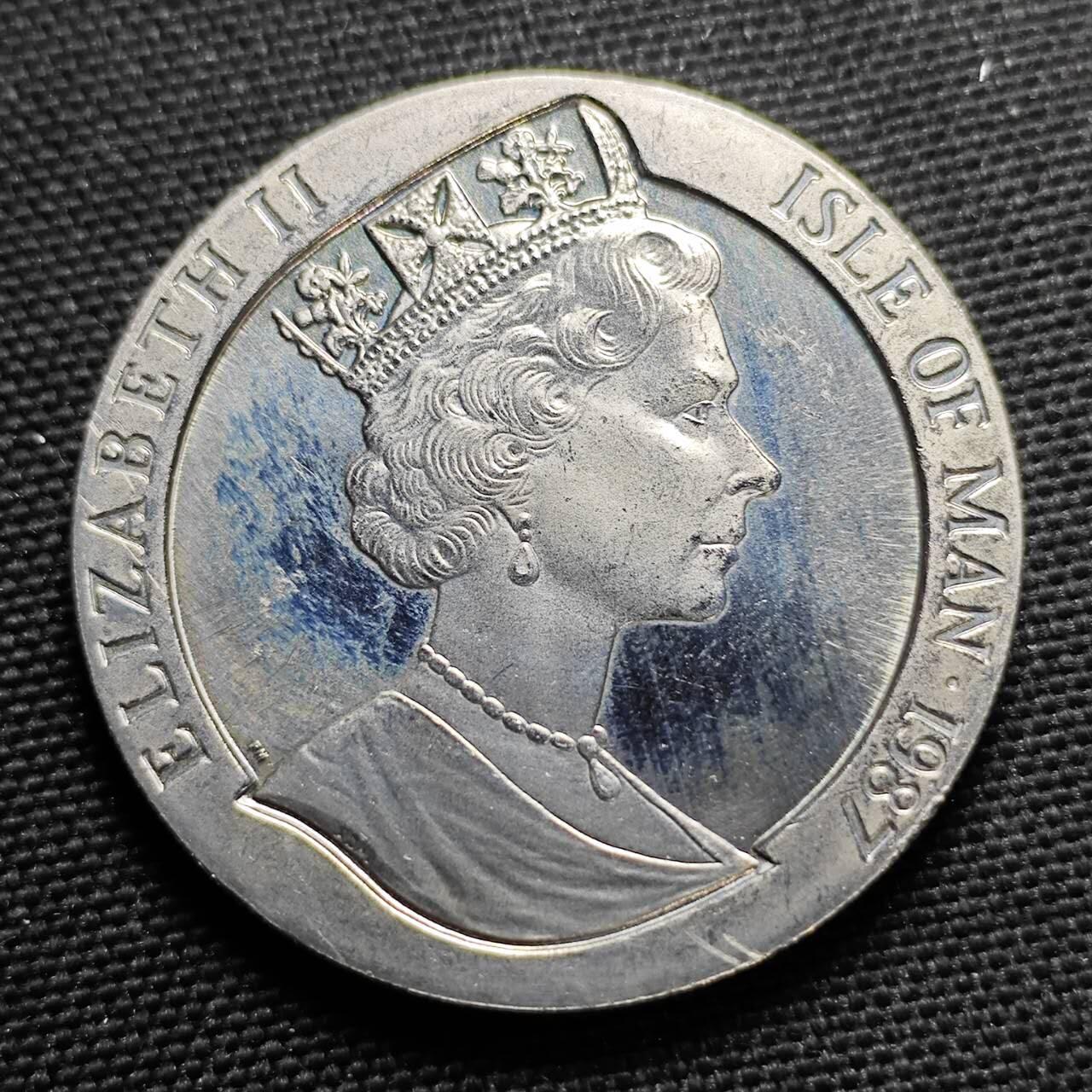 KK钱币收藏小铺  第400期  百期特拍（四拍之四）2月预留时间 周末发货  1987马恩岛1克朗纪念币