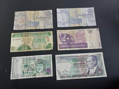 博彦收藏   1月28日 8点 钱币专场 全场包邮 - 毛里求斯等外国纸币6张 流通品