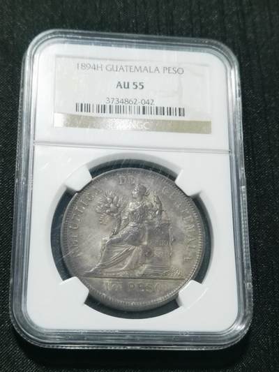 天下钱庄专场欢迎参拍 - NGC AU55危地马拉一比索银币