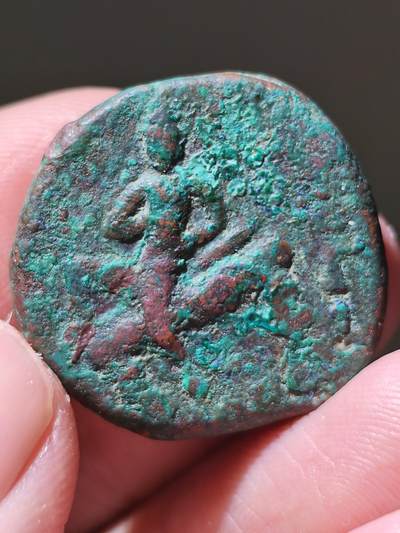 星盘世界钱币一月三十一日古典币专场 - 贵霜帝国 胡唯色迦 铜币四德拉克玛 正面国王盘腿 背面太阳神米罗