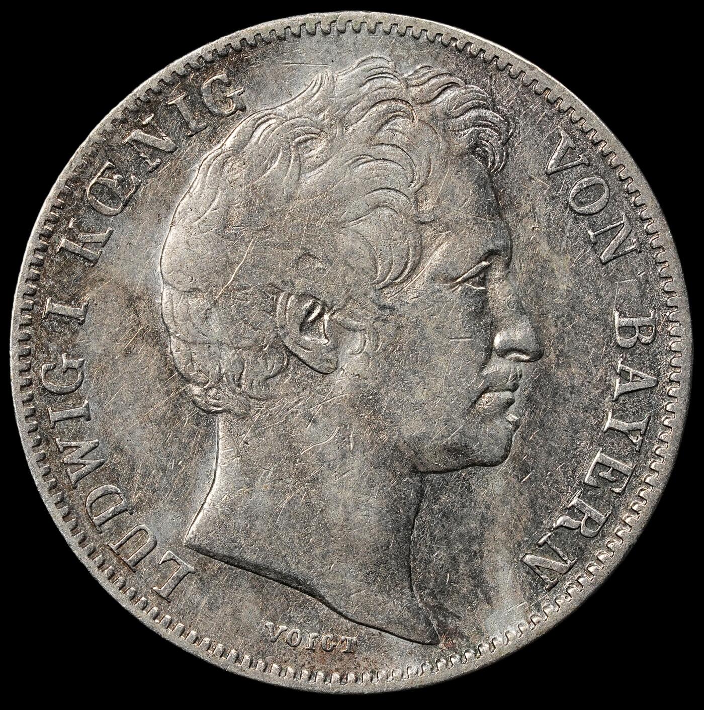 修遠堂世界钱币第102期 1838年巴伐利亚1/2古尔登银币，5.17g