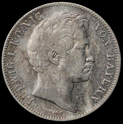 修遠堂世界钱币第102期 - 1838年巴伐利亚1/2古尔登银币，5.17g