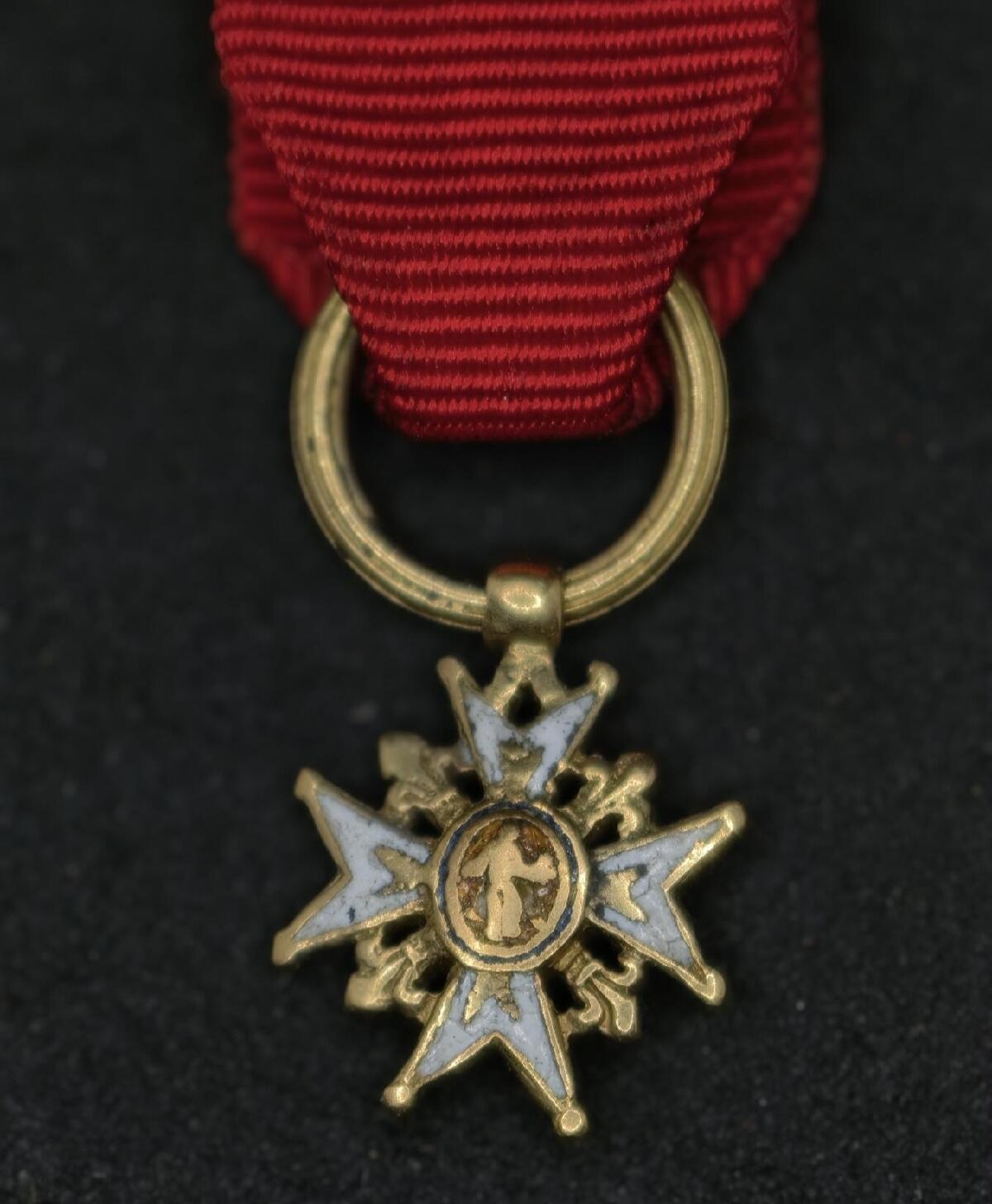 勋章杂货 法国波旁王朝圣路易勋章迷你章金质2.1克