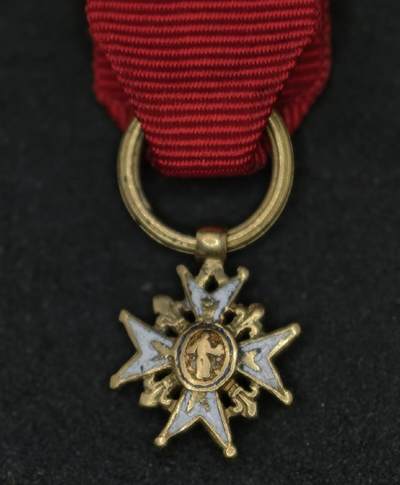 勋章杂货 - 法国波旁王朝圣路易勋章迷你章金质2.1克