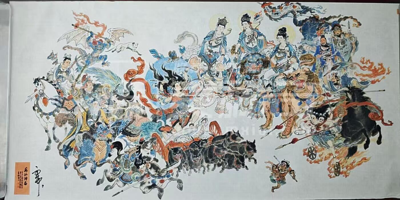 阳大大卡牌拍卖第95期（持续收拍品，周五晚上九点截拍，进群福利早知道） 李云中手绘原画复制宣纸版15张 春夏秋冬水火六神 齐天大圣 孙悟空等品相如图  2张李云中亲签