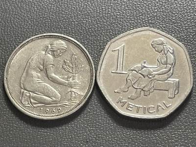 回流0125 - 两个美少女 联邦德国50芬尼、莫桑比克1 梅蒂卡尔