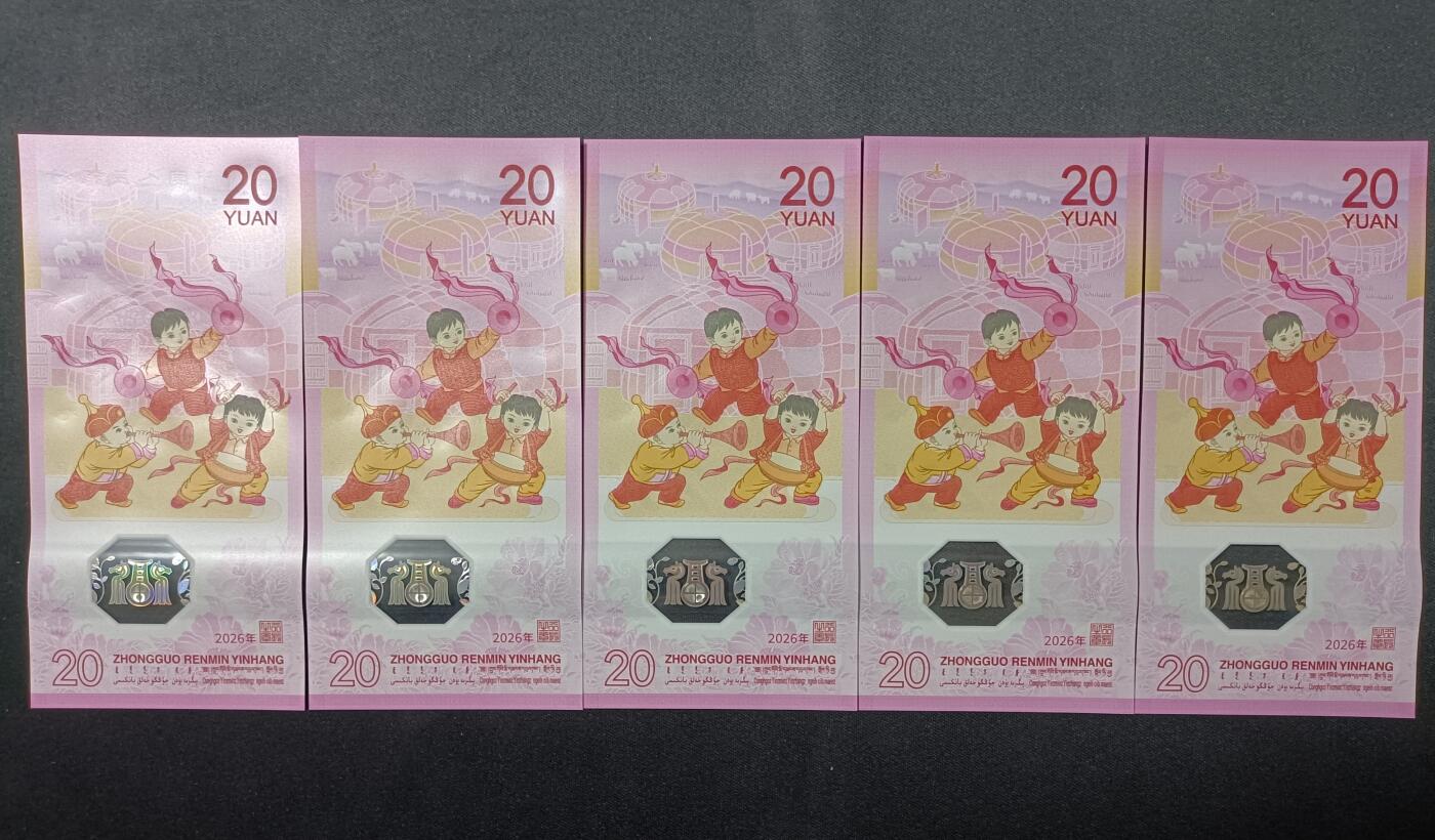 【游宝包邮场】乙巳蛇年第111期 周六集拍 生肖马年纪念钞【五连号 全新UNC】