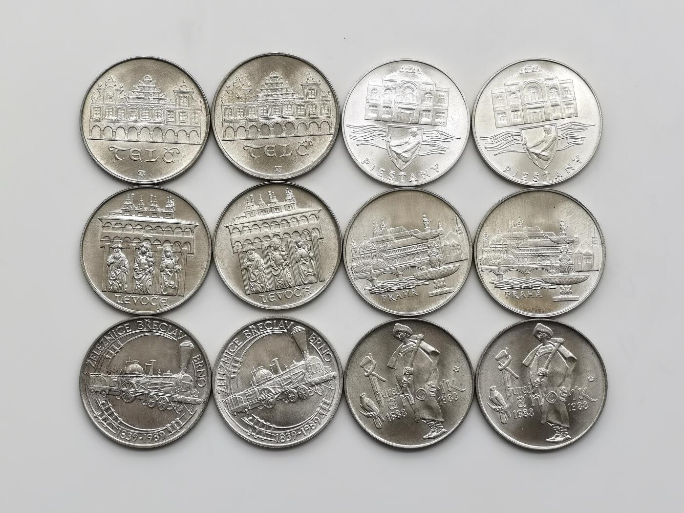 博洋堂世界钱币拍卖第158期（全场包邮） 捷克斯洛伐克50克朗纪念银币一组12枚（6个品种）原卷品相