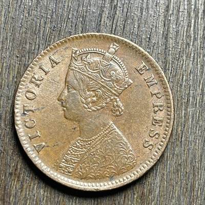 【铜匠收藏】★第140加场★精品老铜币 硬币专场 不寄存，200包邮。不满200元，支付5元运费。《接受代拍 代送NGC评级》 - 27【无寄存】1890 极美 英属印度 维多利亚 1/4安娜 铜币