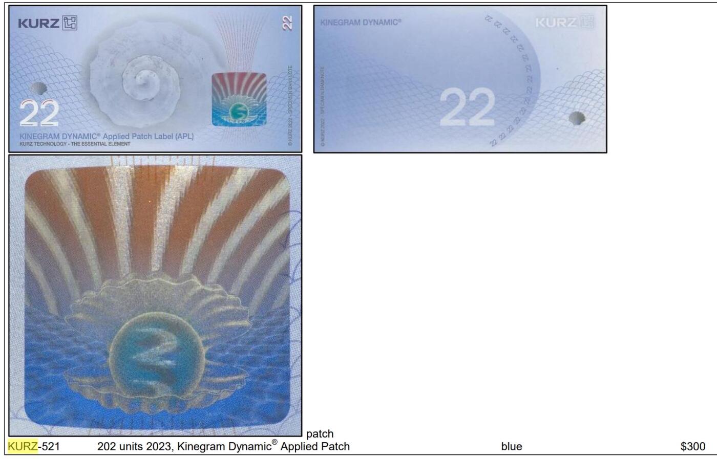 2026第2场（总第229期）：精品测试钞、连体钞综合场 德国KURZ Kinegram Dynamic®动态箔条纹测试钞一组三枚UNC